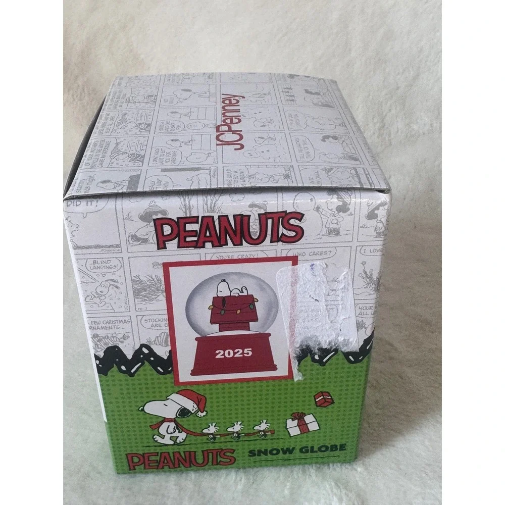 JCPenney Peanuts Snoopy Snow Globe 2025 Red Green New Holiday Decor